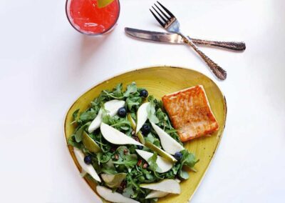 Salmon and salad